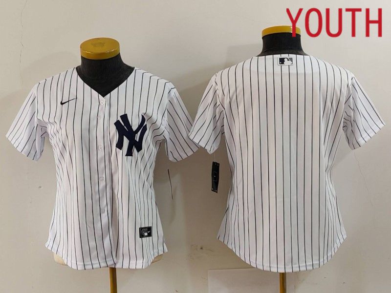 Youth New York Yankees Blank White stripe Game 2024 Nike MLB Jersey style 1